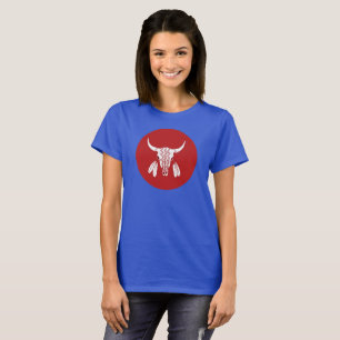 Red Ghost Dance Buffalo cercle femmes t-shirt bleu