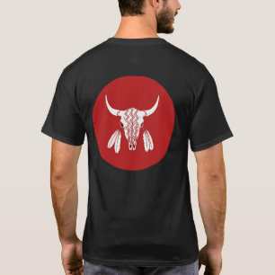 Red Ghost Dance Buffalo circle black t-shirt back