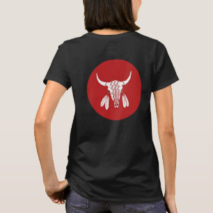 Red Ghost Dance Buffalo circle black t-shirt back