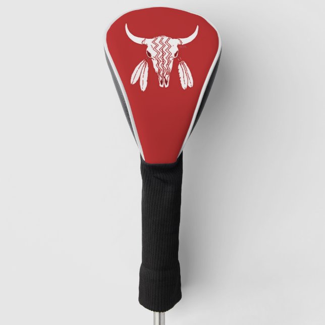 Red Ghost Dance Buffalo golf driver cover (Front)