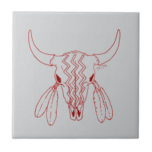 Red Ghost Dance Buffalo gray small tile closeup