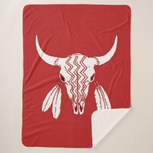 Red Ghost Dance Buffalo large sherpa blanket