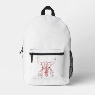 Red Ghost Dance Buffalo ligne sac à dos blanc