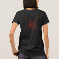 Red Ghost Dance Buffalo line black t-shirt back