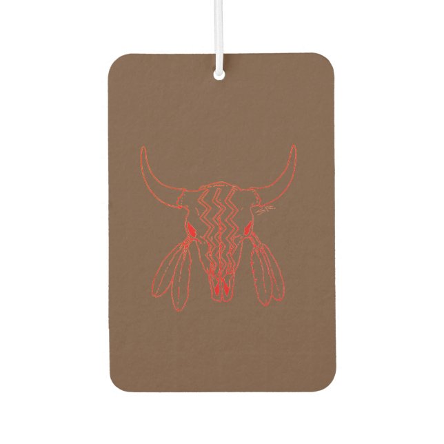 Red Ghost Dance Buffalo line brown air freshener (Front)