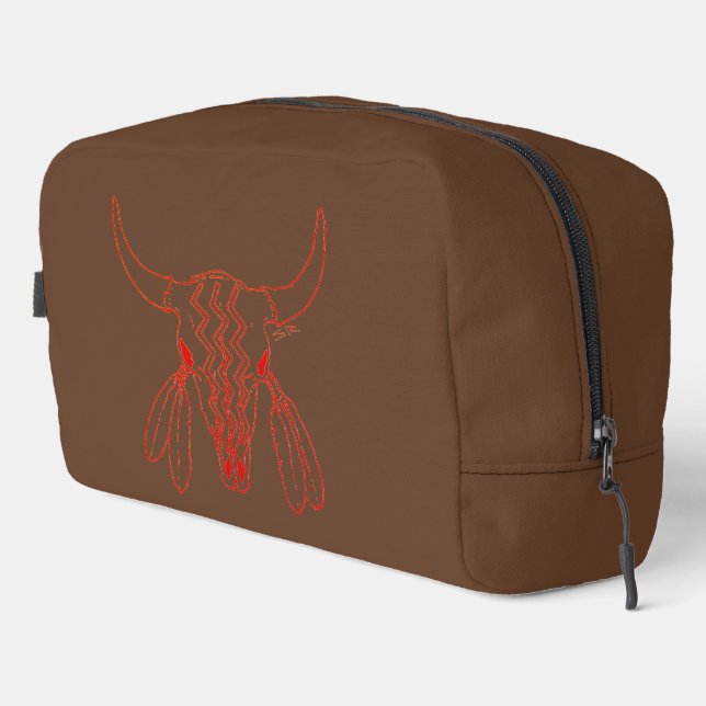Red Ghost Dance Buffalo line brown dopp kit (Right Corner)