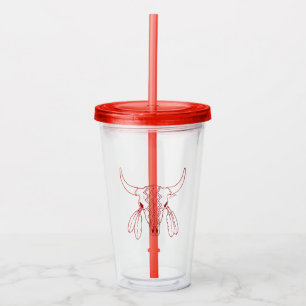 Red Ghost Dance Buffalo line red acrylic tumbler
