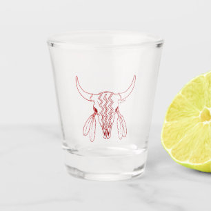 Red Ghost Dance Buffalo line shot glass