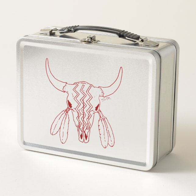 Red Ghost Dance Buffalo line stainless lunchbox (Front)