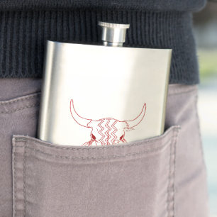 Red Ghost Dance Buffalo line stainless steel flask