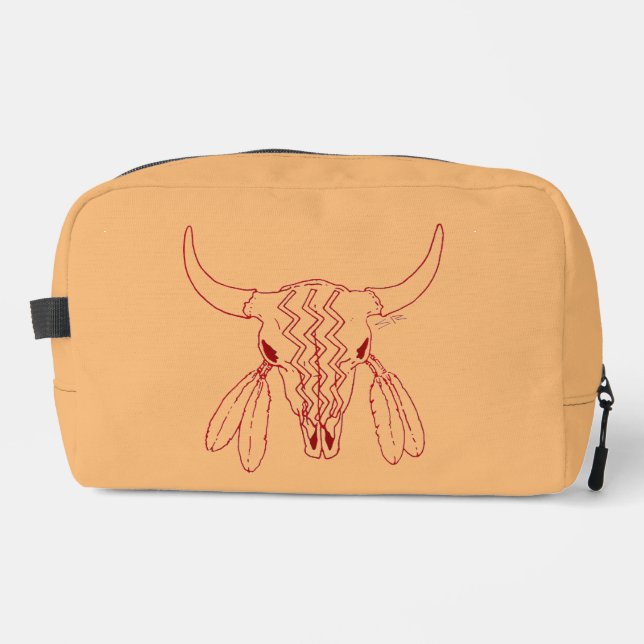 Red Ghost Dance Buffalo line tan dopp kit (Front)