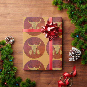 Red Ghost Dance Buffalo matte wrapping paper