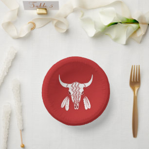 Red Ghost Dance Buffalo paper bowls Paper Plate