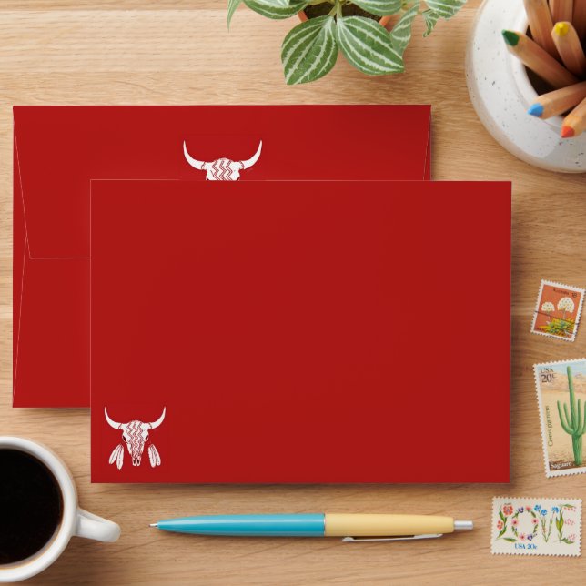 Red Ghost Dance Buffalo red standard envelopes (Desk)