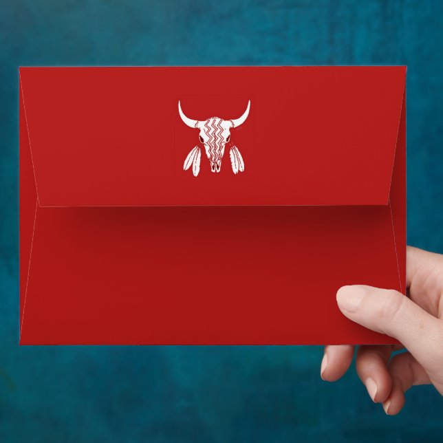 Red Ghost Dance Buffalo red std envelopes back (Hand)