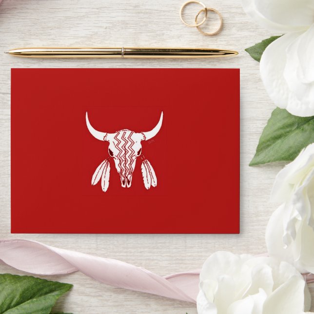 Red Ghost Dance Buffalo red std envelopes centre (Wedding)