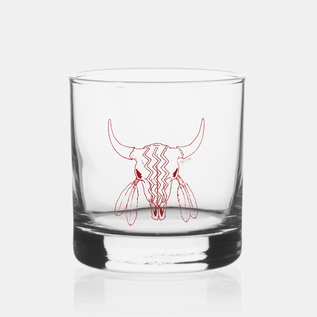 Red Ghost Dance Buffalo rocks glass (Front)