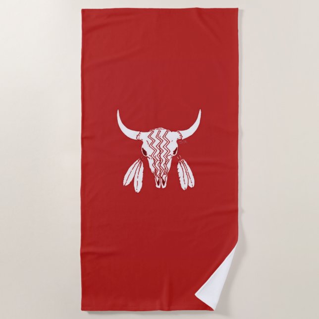 Red Ghost Dance Buffalo serviette de plage (Devant)