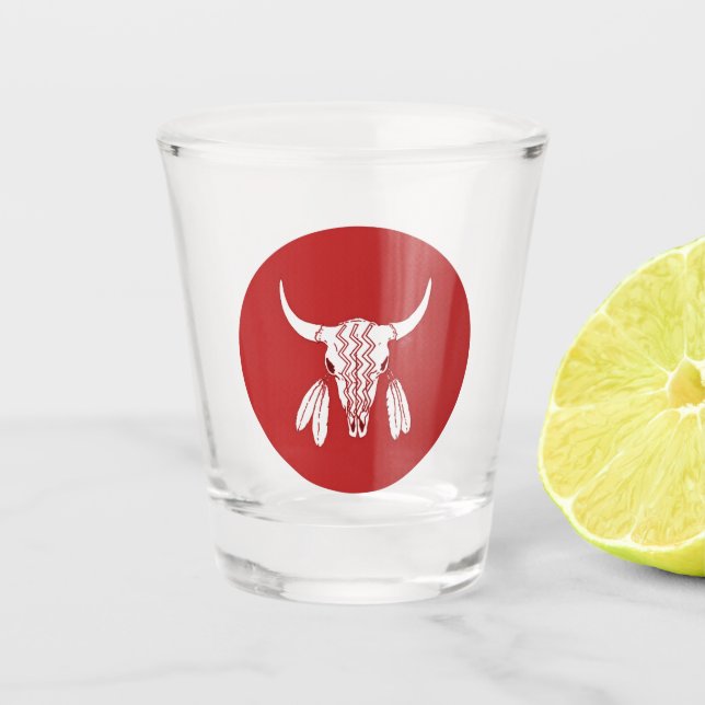 Red Ghost Dance Buffalo shot glass (Front)