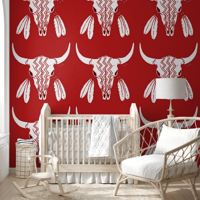 Red Ghost Dance Buffalo smooth textured wallpaper (Kids)