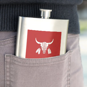 Red Ghost Dance Buffalo stainless steel flask