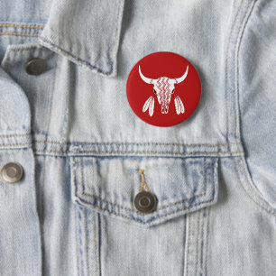 Red Ghost Dance Buffalo standard round button