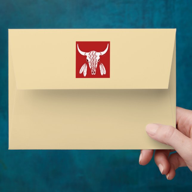 Red Ghost Dance Buffalo tan std envelopes back (Hand)