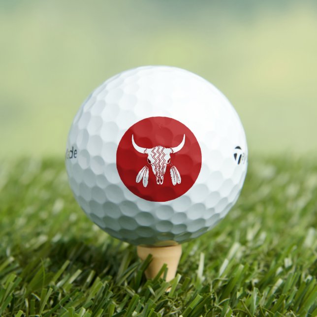 Red Ghost Dance Buffalo Taylor Made TP5 golf balls (Insitu Tee)