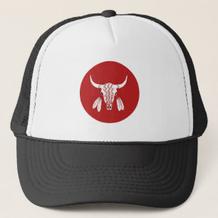 Red Ghost Dance Buffalo trucker hat