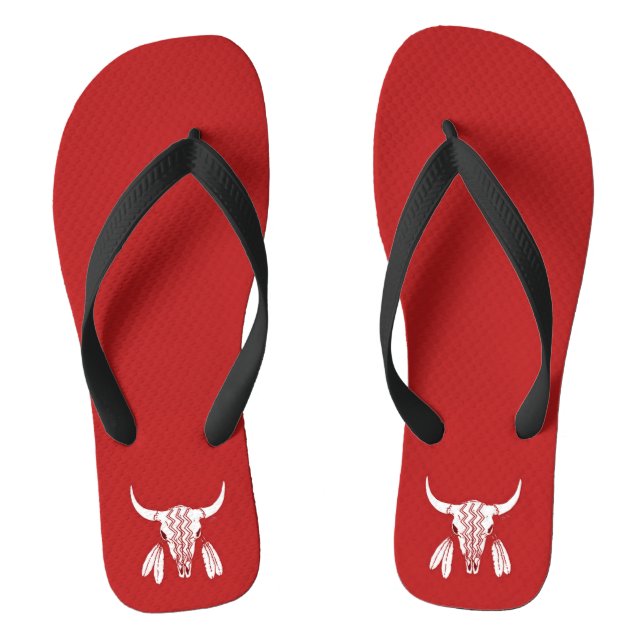 Red Ghost Dance Buffalo wide flip flops (Footbed)