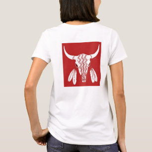 Red Ghost Dance Buffalo women white t-shirt back