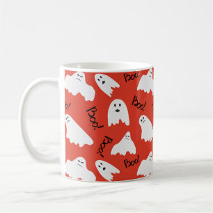 Red Ghosts: Halloween Vintage Pattern Coffee Mug