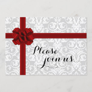 Red Gift Bow Fête Invitation