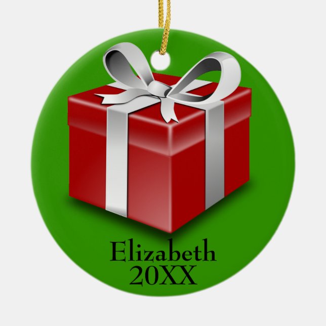 Red Gift Package 2014 Ornament (Front)