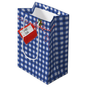 Red Gift Tag On Gingham Medium Gift Bag