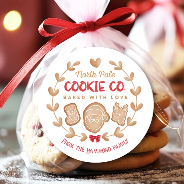 Red Gingerbread Christmas Cookies Exchange Classic Round Sticker (Red Gingerbread Christmas Cookies Exchange Classic Round Sticker)