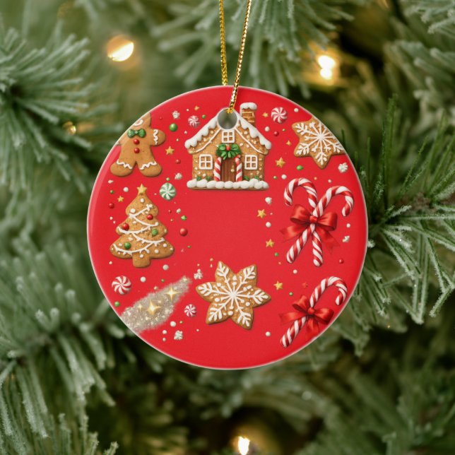 Red Gingerbread Christmas Ornament (Tree)