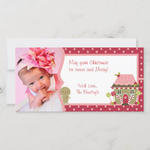 Red Gingerbread Christmas Personalized Photo Card