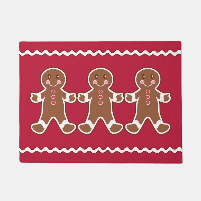 Red Gingerbread Cookies Doormat  (Front)