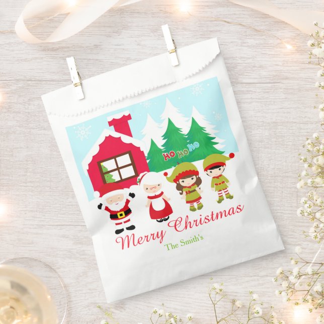 Red Gingerbread House Decorating Christmas Party Favour Bag (Clipped)