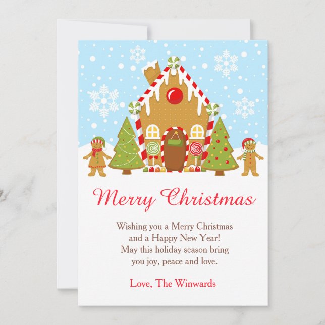 Red Gingerbread House Decorating Christmas Party Holiday Card (Front)
