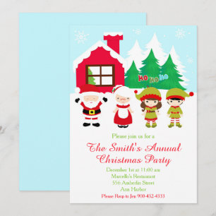 Red Gingerbread House Decorating Christmas Party Invitation