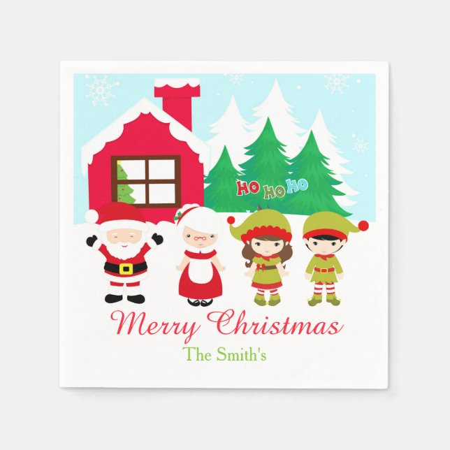 Red Gingerbread House Decorating Christmas Party Napkin (Front)