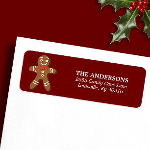 Red Gingerbread Man Christmas Return Address