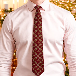 Red Gingerbread Man Polka Dot Christmas Tie