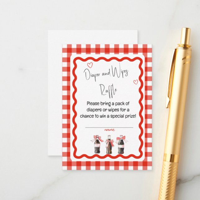 Red Gingha Baby Soda Ready to POP Diaper or Wipes  Enclosure Card (Front/Back In Situ)