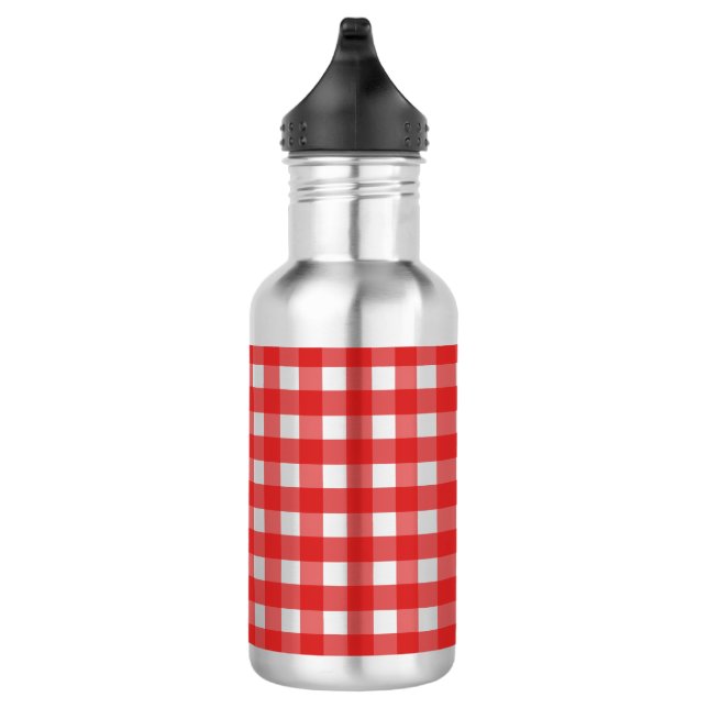 Red gingham 710 ml water bottle (Right)