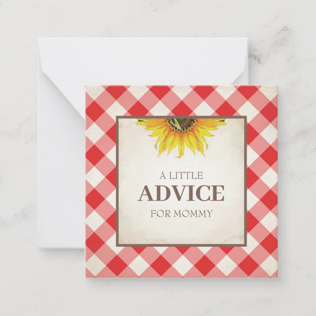 Red Gingham Advice For Mommy Shower Insert Card (Front)
