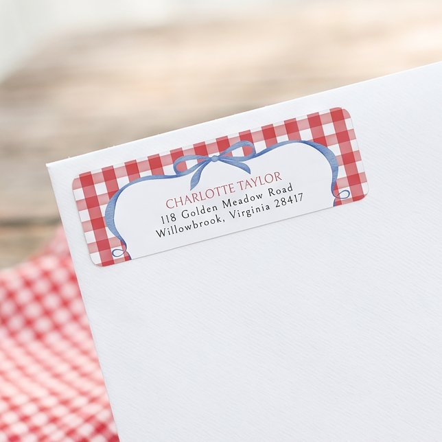 Red Gingham All American Return Address (Creator Uploaded)