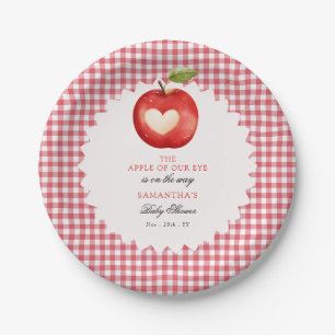 Red Gingham Apple of Our Eye Baby Shower Paper Plate